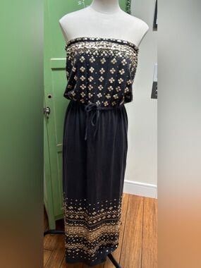 Calypso St. Barth strapless linen knit sequined maxi